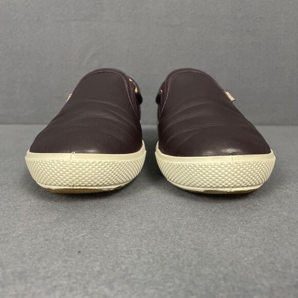 Hotter Slip On Loafer Shoe Women 9 Violet Plum Leather Flat Comfy Boho Casual - Picture 3 of 16